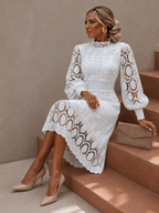 Jasmine White Lace Midi Dress