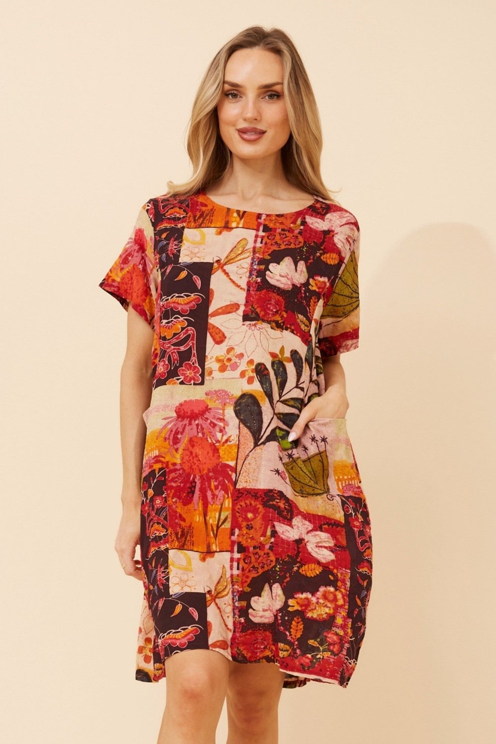Vine Patchwork Shift Dress - Aurelia Sun