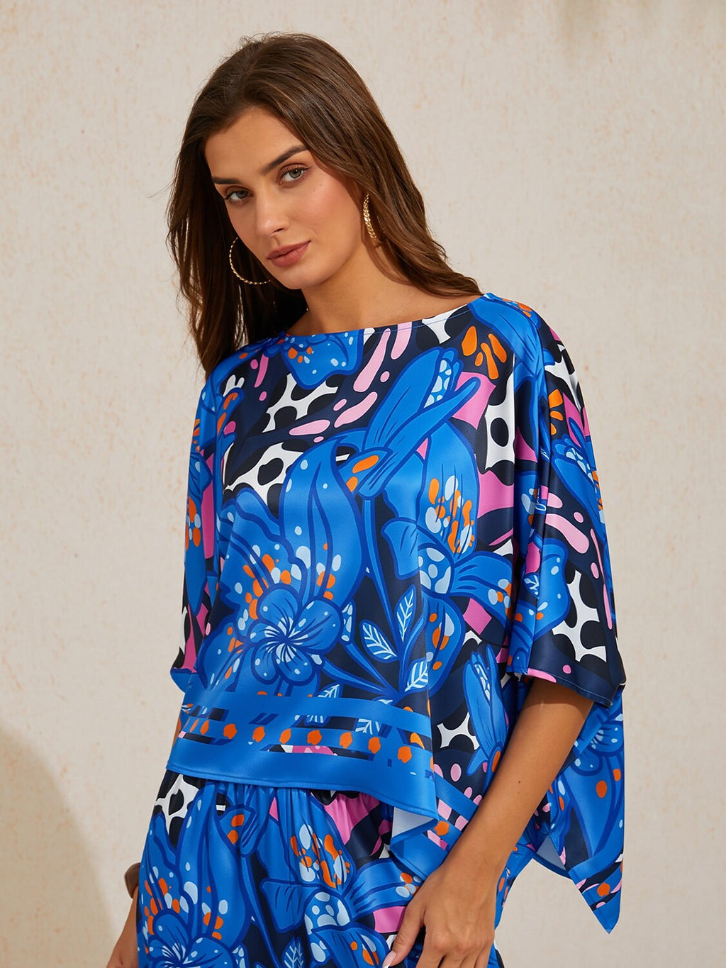 Hibiscus Satin Batwing Top by Aurelia Sun