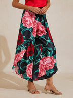 Hawaii Palm Satin Wrap Wide-Leg Pants by Aurelia Sun
