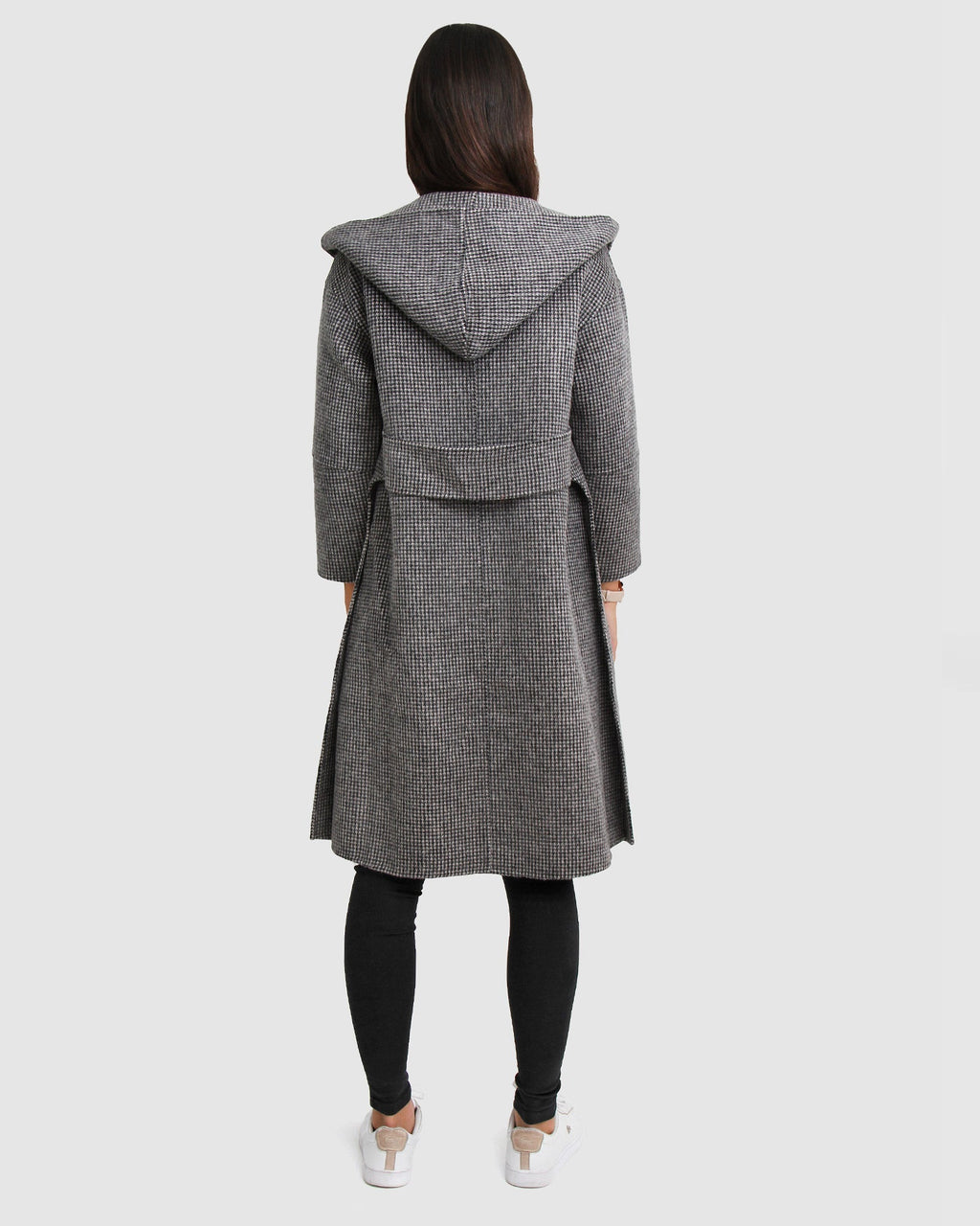 Harlow Hooded Wool Blend Coat – Black & White by Aurelia Sun