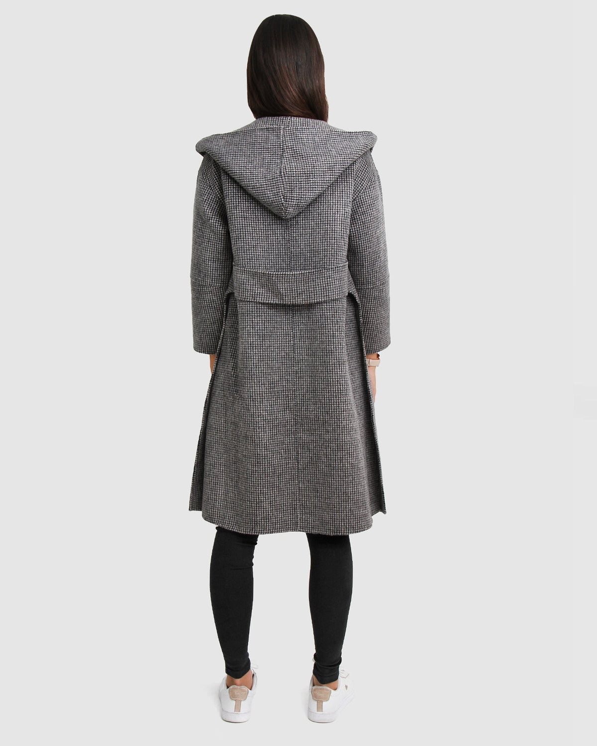 Harlow Hooded Wool Blend Coat – Black & White by Aurelia Sun