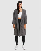 Harlow Hooded Wool Blend Coat – Black & White by Aurelia Sun