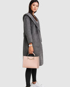 Harlow Hooded Wool Blend Coat – Black & White by Aurelia Sun