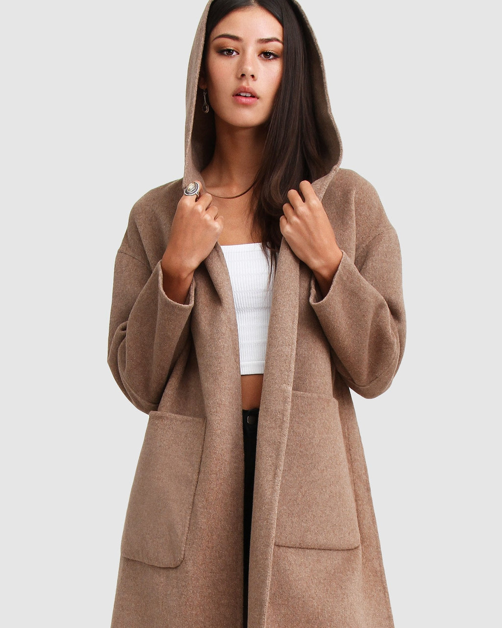 Harlow Hooded Wool Blend Coat – Oat by Aurelia Sun