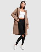 Harlow Hooded Wool Blend Coat – Oat by Aurelia Sun