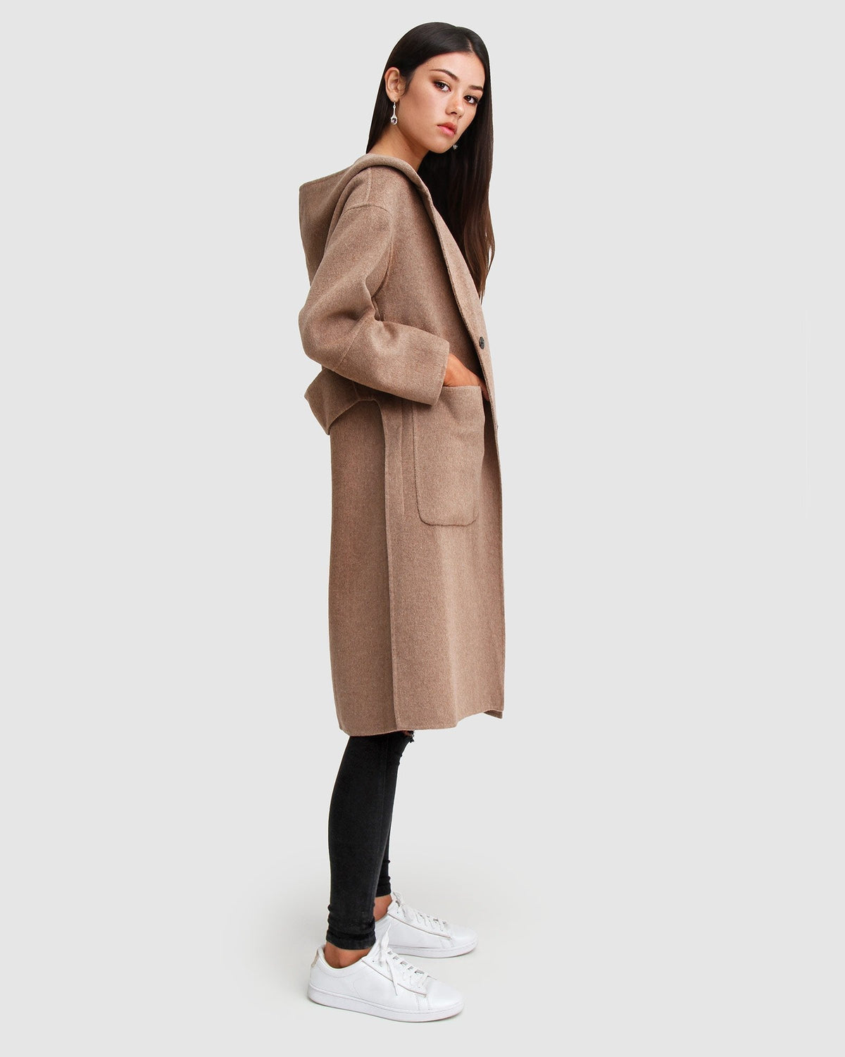 Harlow Hooded Wool Blend Coat – Oat by Aurelia Sun