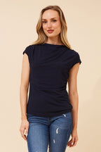 Wera Cowl Neck Ruched Top - Aurelia Sun