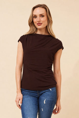Wera Cowl Neck Ruched Top