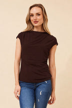 Wera Cowl Neck Ruched Top - Aurelia Sun