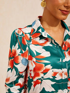 Santorini Scenic Satin Midi Shirt Dress by Aurelia Sun