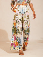Bell Flower Satin Wide-Leg Pants in Whispy Blue by Aurelia Sun