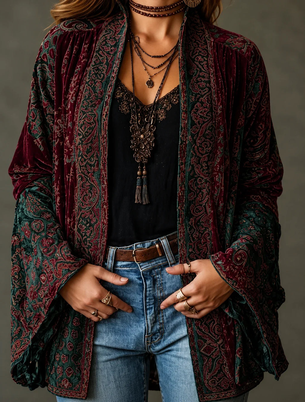 Mara Velvet Kimono Jacket in Pattern 3 by Aurelia Sun