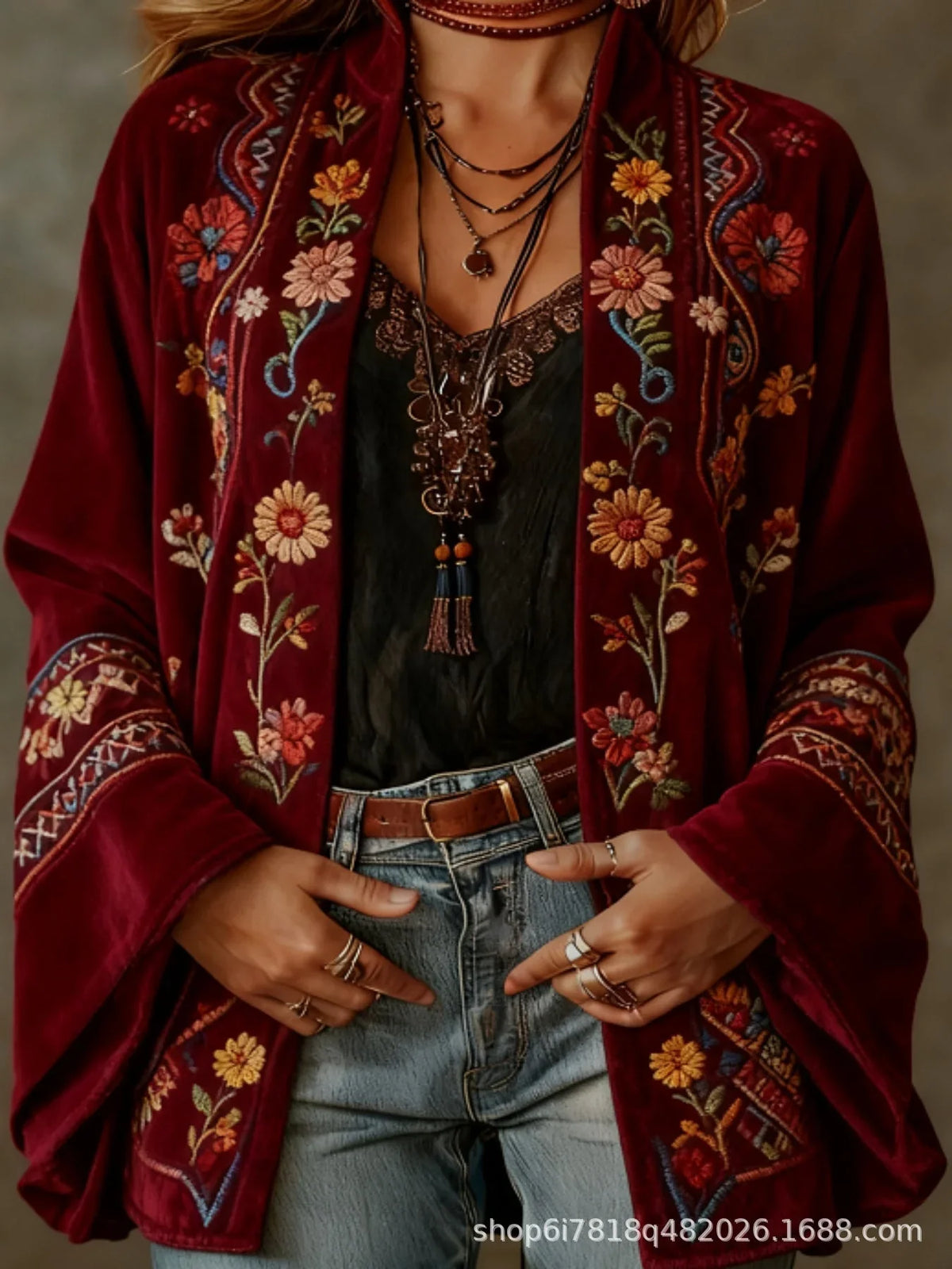 Mara Velvet Kimono Jacket in Pattern 3 by Aurelia Sun