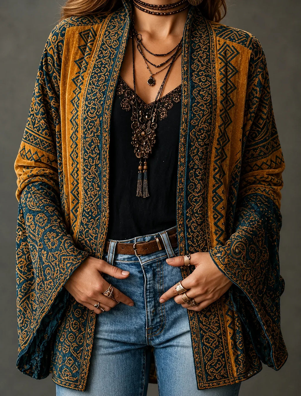 Mara Velvet Kimono Jacket in Pattern 3 by Aurelia Sun
