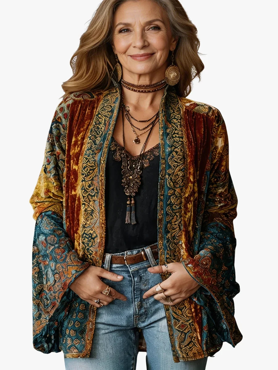 Mara Velvet Kimono Jacket in Pattern 3 by Aurelia Sun