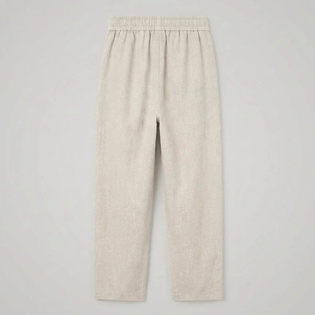 Coastal Cropped Linen Blend Pants in Khaki by Aurelia Sun