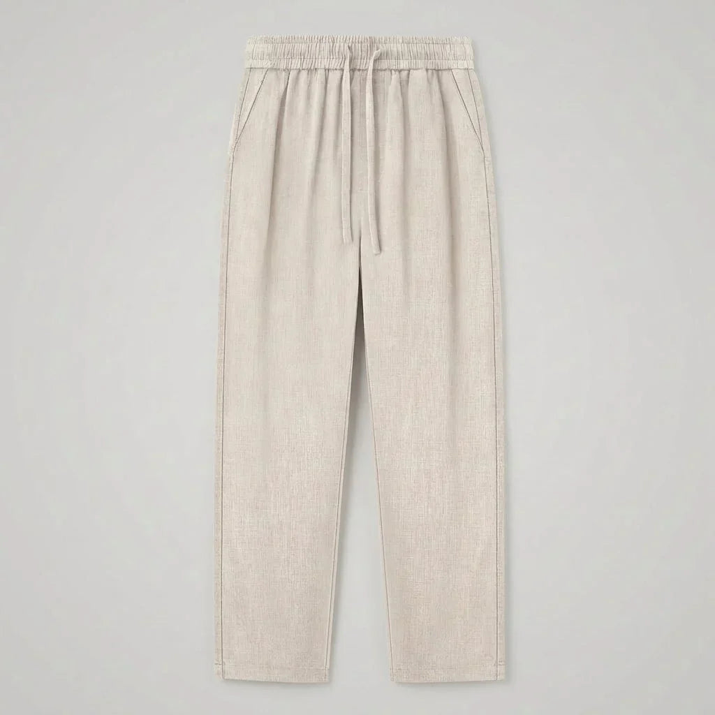 Coastal Cropped Linen Blend Pants in Khaki by Aurelia Sun