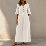 Sienna Ruffle Sleeve Linen Look Maxi Dress