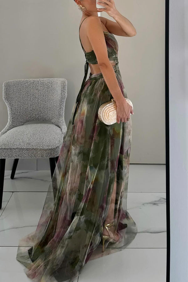 Laramie Floral Strappy Maxi Dress in Orange by Aurelia Sun