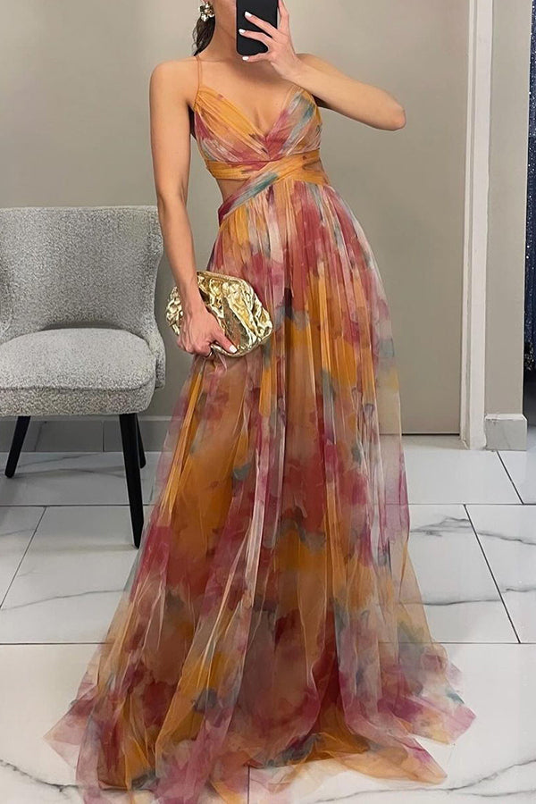 Laramie Floral Strappy Maxi Dress in Green by Aurelia Sun