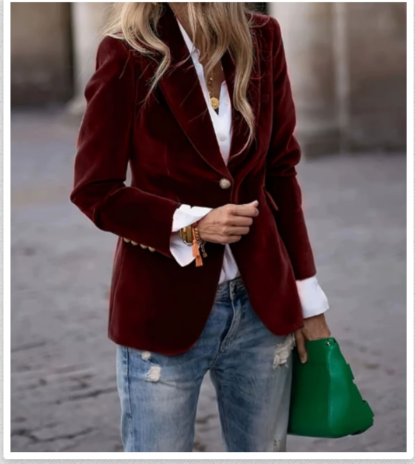 Velvet Tailored Single-Button Blazer