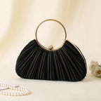 Arielle Pleated Ring-Handle Evening Bag in Green by Aurelia Sun