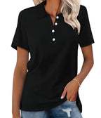 Margaux Relaxed Cotton Polo Shirt in Black by Aurelia Sun