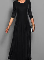 Noelle Velvet A-Line Maxi Dress in Black by Aurelia Sun