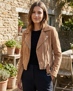 Slim Faux Suede Biker Jacket