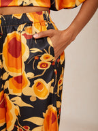 Golden Petal Satin Wide-Leg Pants by Aurelia Sun
