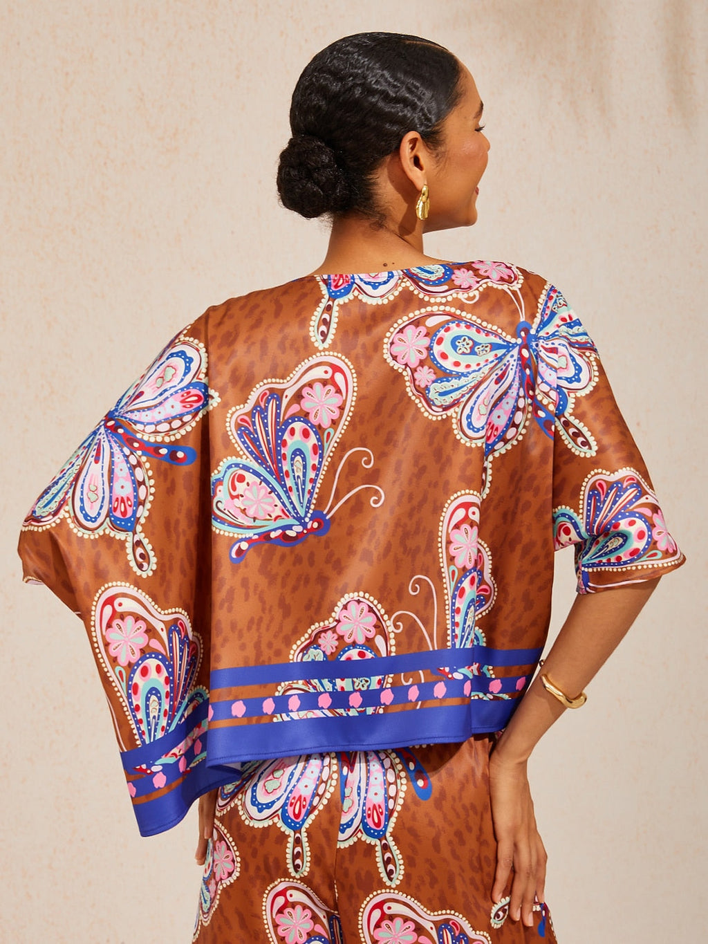 Golden Petal Satin Batwing Top by Aurelia Sun