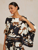 Golden Petal Satin Batwing Top by Aurelia Sun