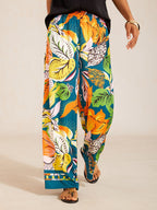 Bell Flower Satin Wide-Leg Pants in Light Yellow by Aurelia Sun
