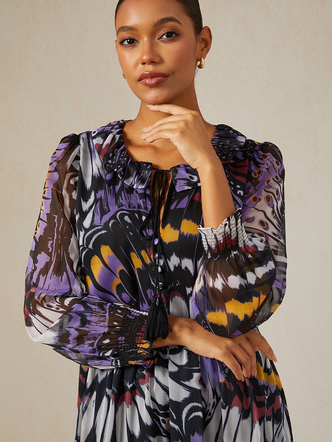 Jungle Butterfly Chiffon Maxi Dress by Aurelia Sun