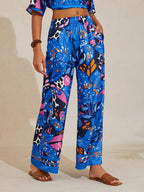 Hibiscus Satin Wide-Leg Pants in Pastel Pink by Aurelia Sun