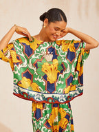 Hibiscus Satin Batwing Top by Aurelia Sun