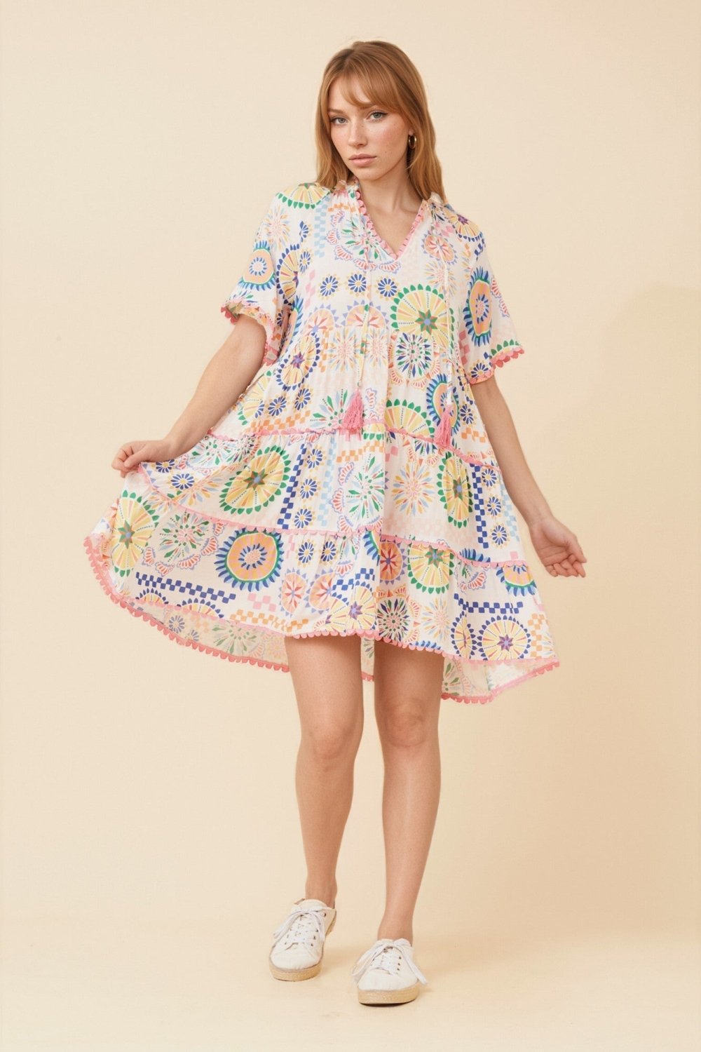 Zamari Ric Rac Mini Dress - Aurelia Sun