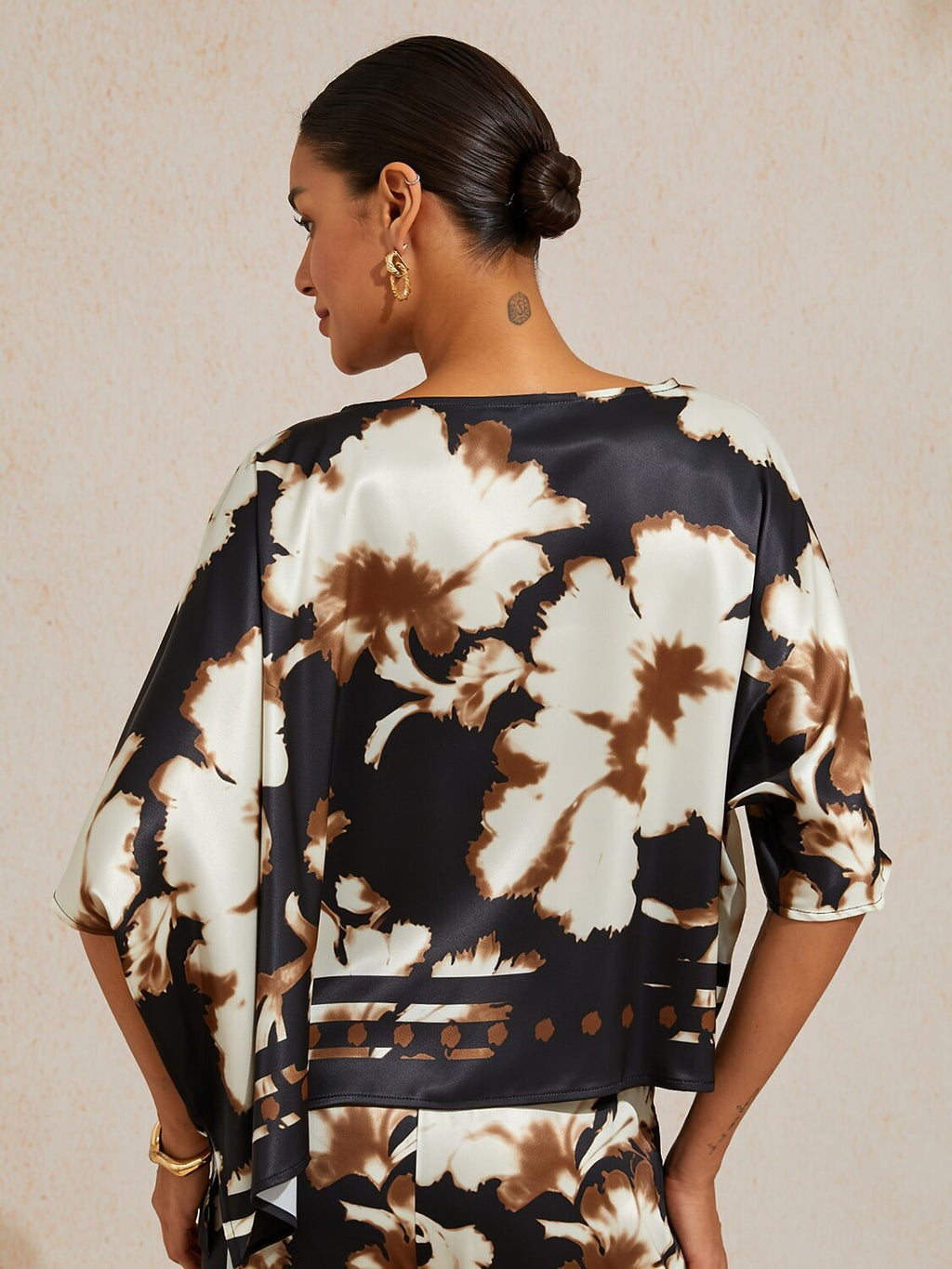 Golden Petal Satin Batwing Top by Aurelia Sun