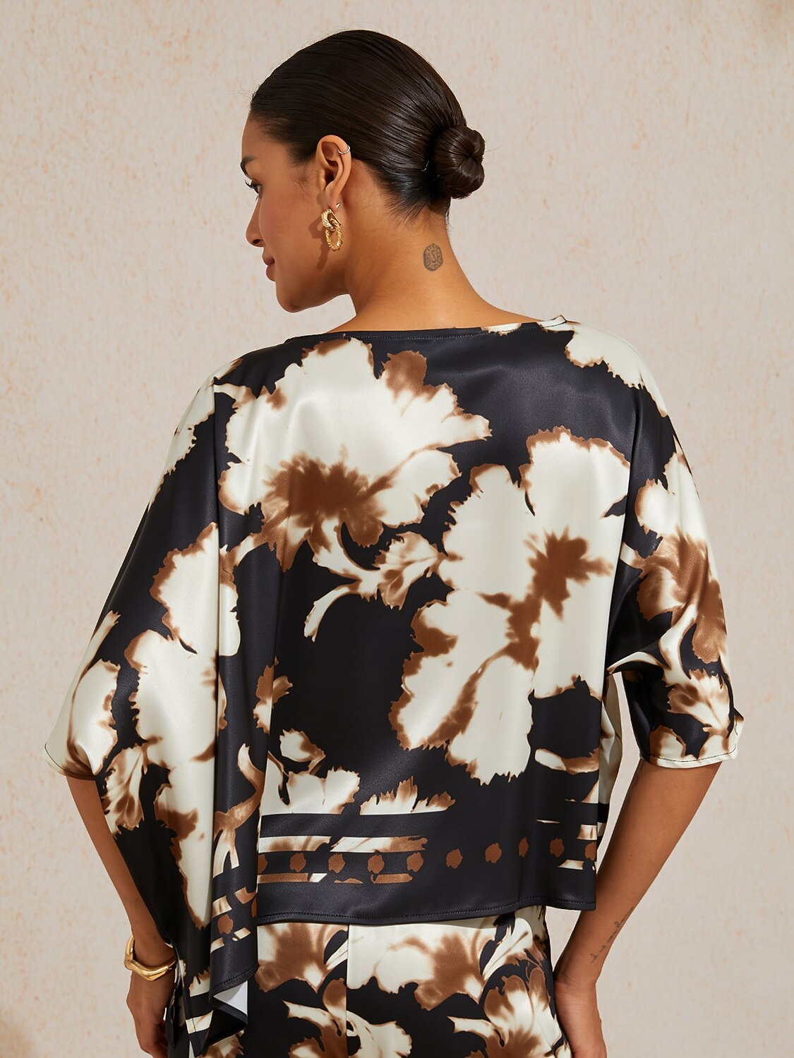 Golden Petal Satin Batwing Top by Aurelia Sun