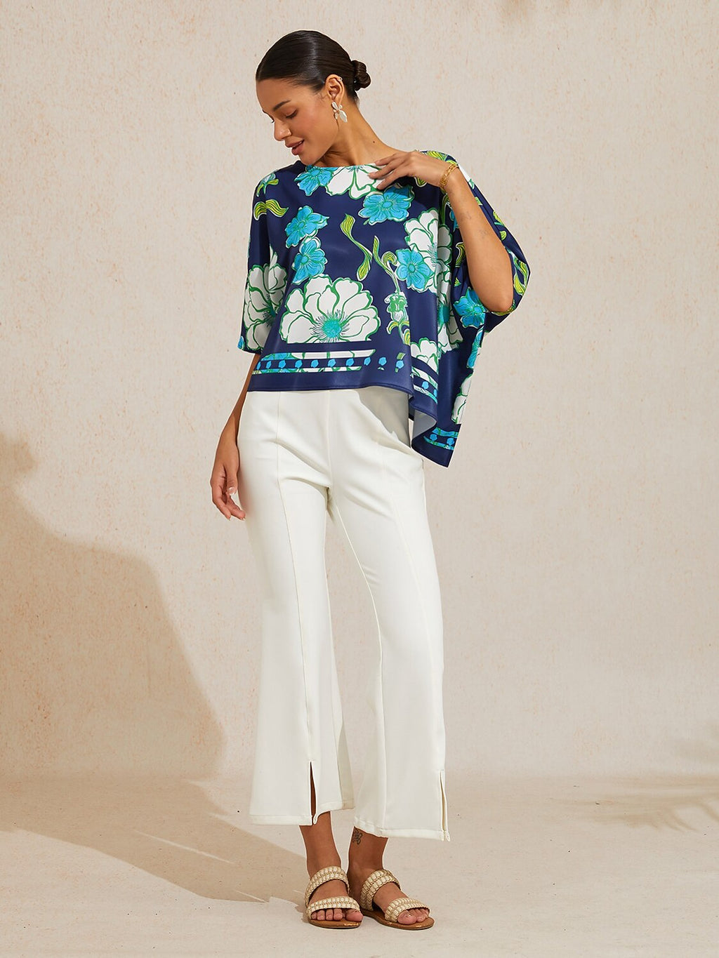 Golden Petal Satin Batwing Top by Aurelia Sun
