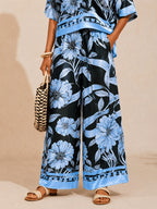 Golden Petal Satin Wide-Leg Pants by Aurelia Sun