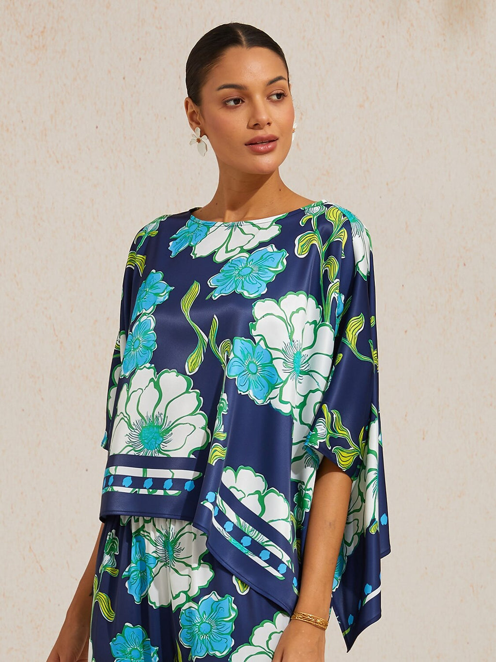 Golden Petal Satin Batwing Top by Aurelia Sun