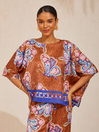 Golden Petal Satin Batwing Top by Aurelia Sun