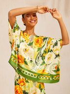 Bell Flower Satin Batwing Top by Aurelia Sun